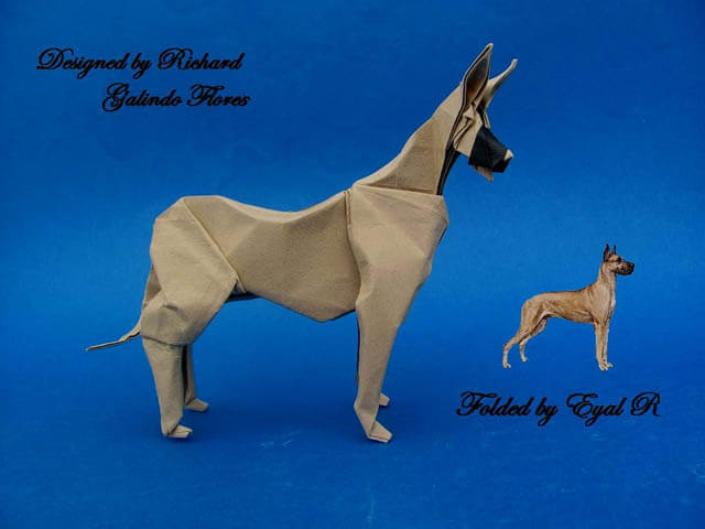 How to make Easy and Advanced Origami Puppy & Dogs, Japanese Folding Face Dog & Puppy Origami - This origami & image (c) by Richard Galindo Flores and Folded by Eyal R