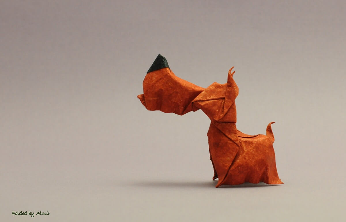 How to make Easy and Advanced Origami Puppy & Dogs, Japanese Folding Face Dog & Puppy Origami - This origami & image (c) by Hoang Tien Quyet and Folded by Alex Mironenko