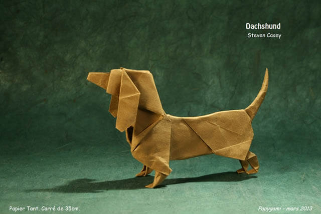 How to make Easy and Advanced Origami Puppy & Dogs, Japanese Folding Face Dog & Puppy Origami - This origami & image (c) by Steven Casey and Folded by Luc MARNAT
