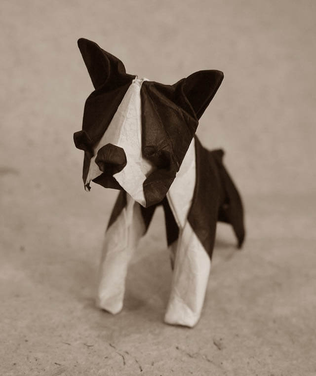 How to make Easy and Advanced Origami Puppy & Dogs, Japanese Folding Face Dog & Puppy Origami - This origami & image (c) by Hiroaki Kobayashi