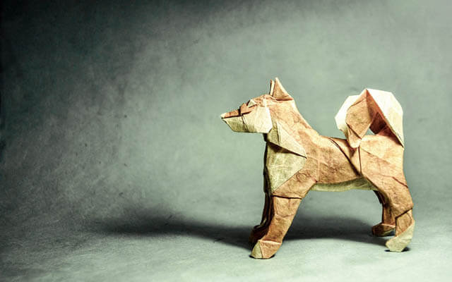 How to make Easy and Advanced Origami Puppy & Dogs, Japanese Folding Face Dog & Puppy Origami - This origami & image (c) by Richard Galindo Flores and Folded by Luc MARNAT