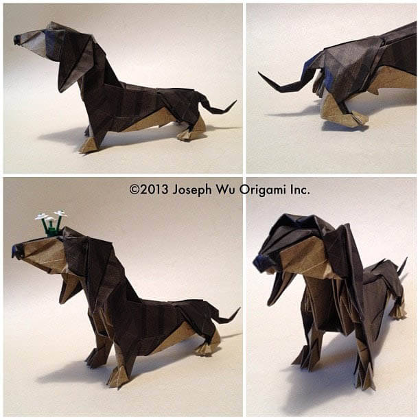 How to make Easy and Advanced Origami Puppy & Dogs, Japanese Folding Face Dog & Puppy Origami - This origami & image (c) by Joseph Wu