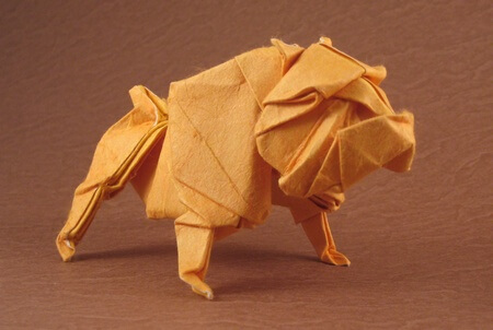 Bulldog by Quentin Trollip (Press to Buy online this Origami Dog Template)