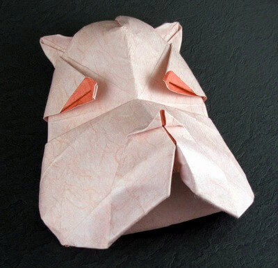 Bulldog mask by Juan Gimeno (Press to Buy online this Origami Dog Template)