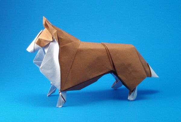 Collie by Nicolas Gajardo Henriquez (Press to Buy online this Origami Dog Template)