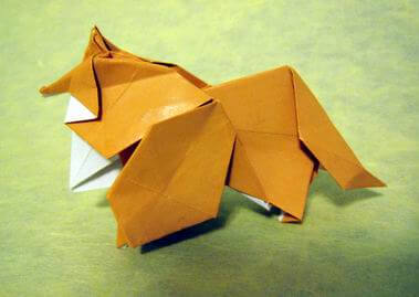 Collie by Watanabe Dai (Press to Buy online this Origami Dog Template)