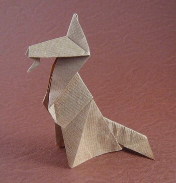 Alsatian dog by Eric Kenneway (Press to Buy online this Origami Dog Template)