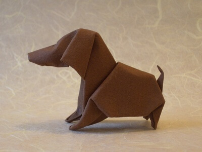 Dog by Akira Yoshizawa (Press to Buy online this Origami Dog Template)