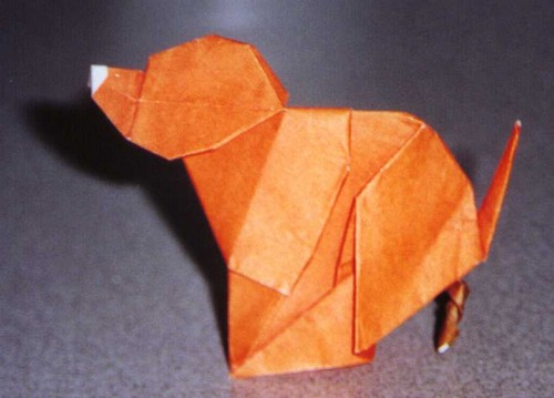 Dog Liberating by Luis Fernandez Perez (Press to Buy online this Origami Dog Template)