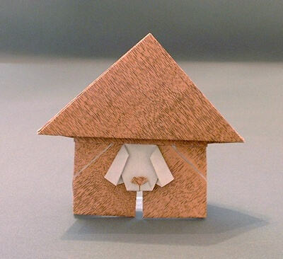Dog in doghouse (2D) by Stephen Weiss (Press to Buy online this Origami Dog Template)