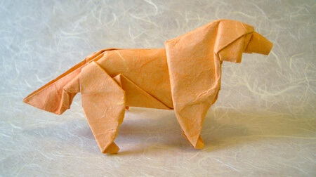Golden retriever by Satoshi Kamiya (Press to Buy online this Origami Dog Template)