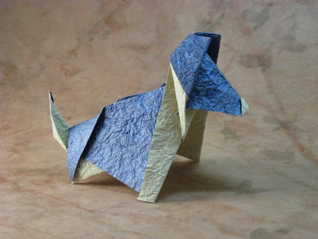 Kanji the dog by Richard L. Alexander (Press to Buy online this Origami Dog Template)