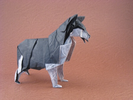 Siberian husky by Fumiaki Kawahata (Press to Buy online this Origami Dog Template)