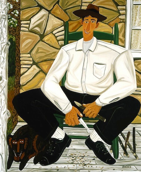 This image (c) by David Bates, The Whittler, 1983, oil on canvas. BLANTON MUSEUM OF ART/ MICHENER ACQUISITIONS FUND, 1983.123.